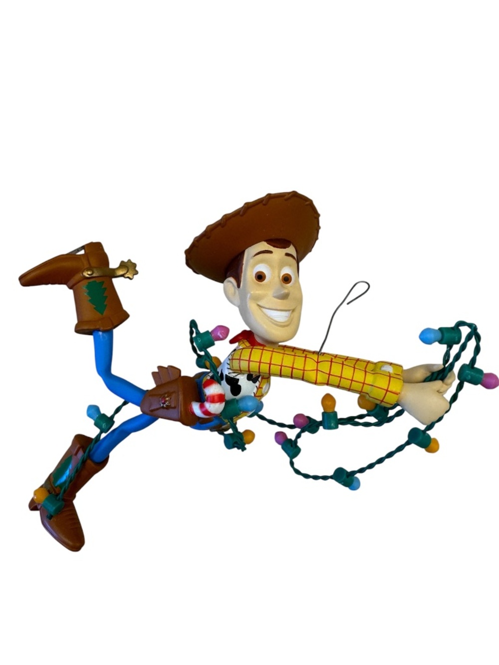 Vintage‎ Grolier Disney Toy Story Woody Christmas ornament entangled in lights